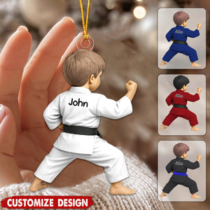 Personalized Kid Black Belt Acrylic Ornament - Jiu-Jitsu,Karate Gift