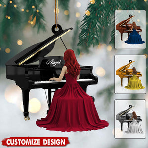 Personalized Piano Christmas Ornament - Gift for Girl Pianist And Player Music Lover