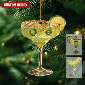 Personalized Margarita Cocktail Acrylic Christmas Ornament