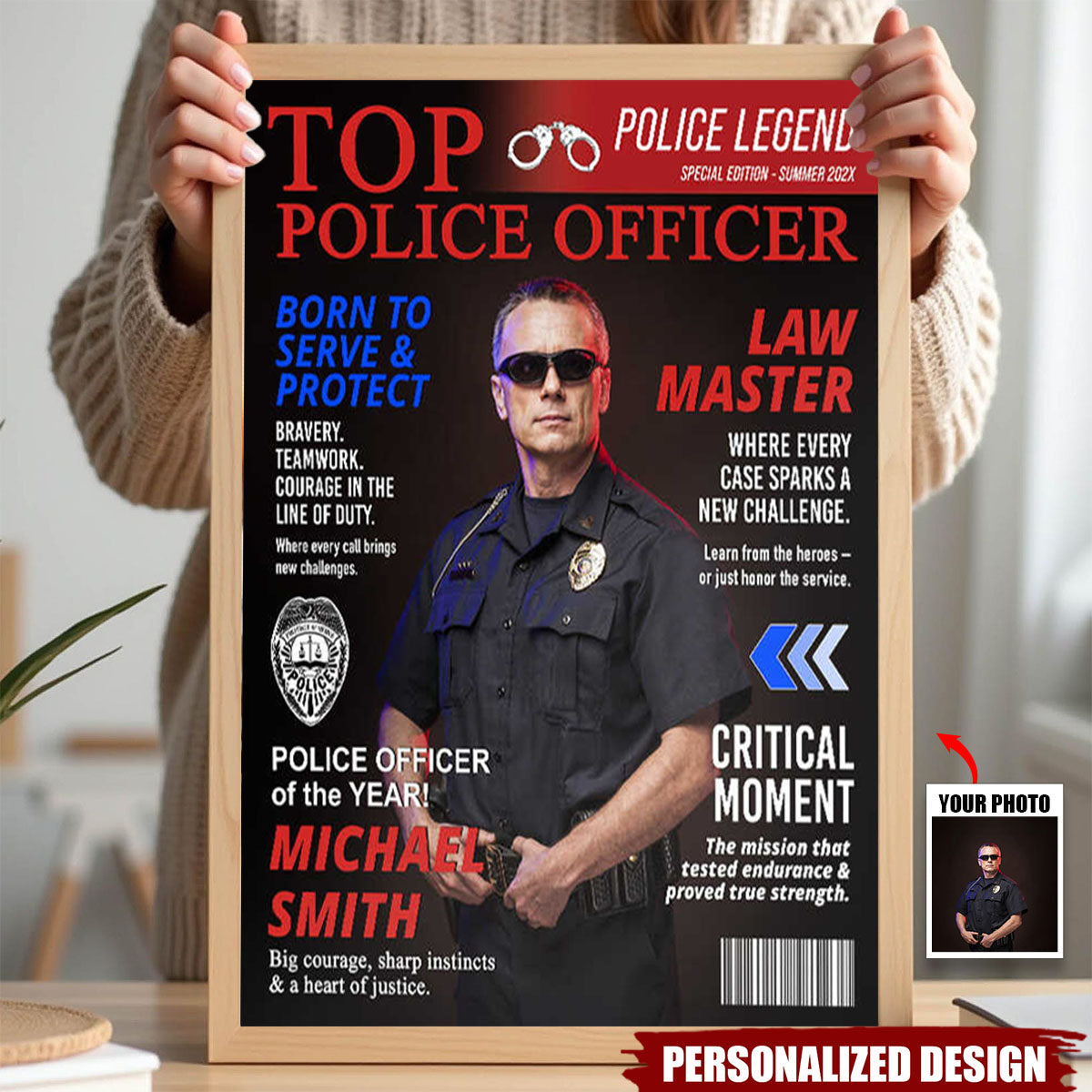 Personalized Police Officer Magazine Cover Poster-Police Officer Gifts