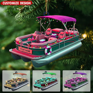 Personalized Pontoon Boat Christmas Ornament - Gift For Boat Lover