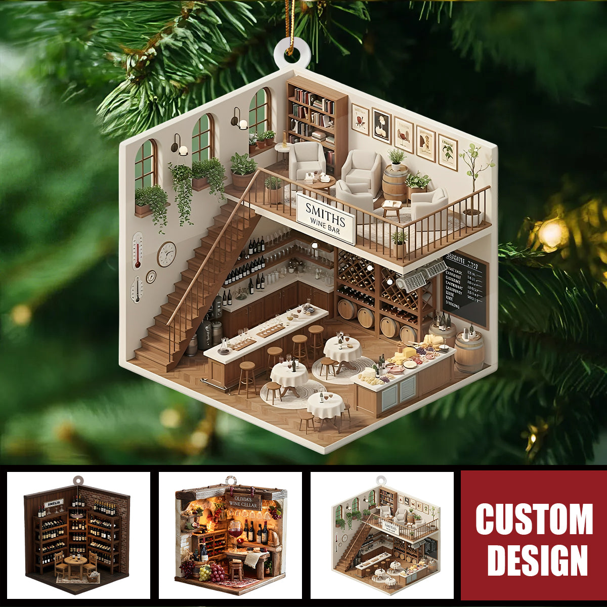 Personalized Wine Cellar Christmas Ornament - Gift For Wine Lover