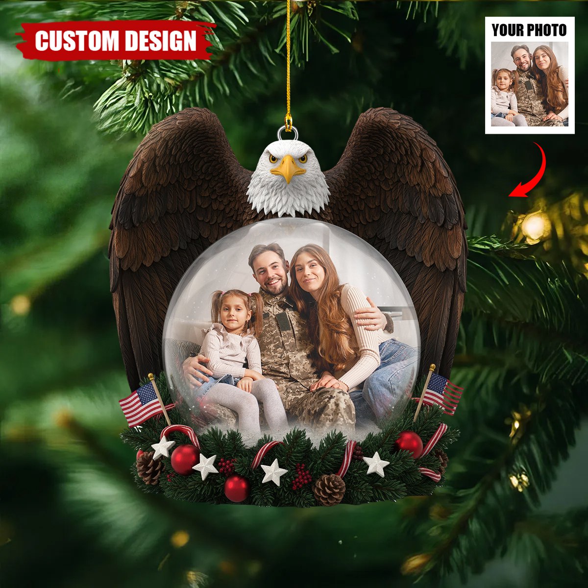 Personalized America Military Appreciation Acrylic Ornament – Photo Gifts For Family