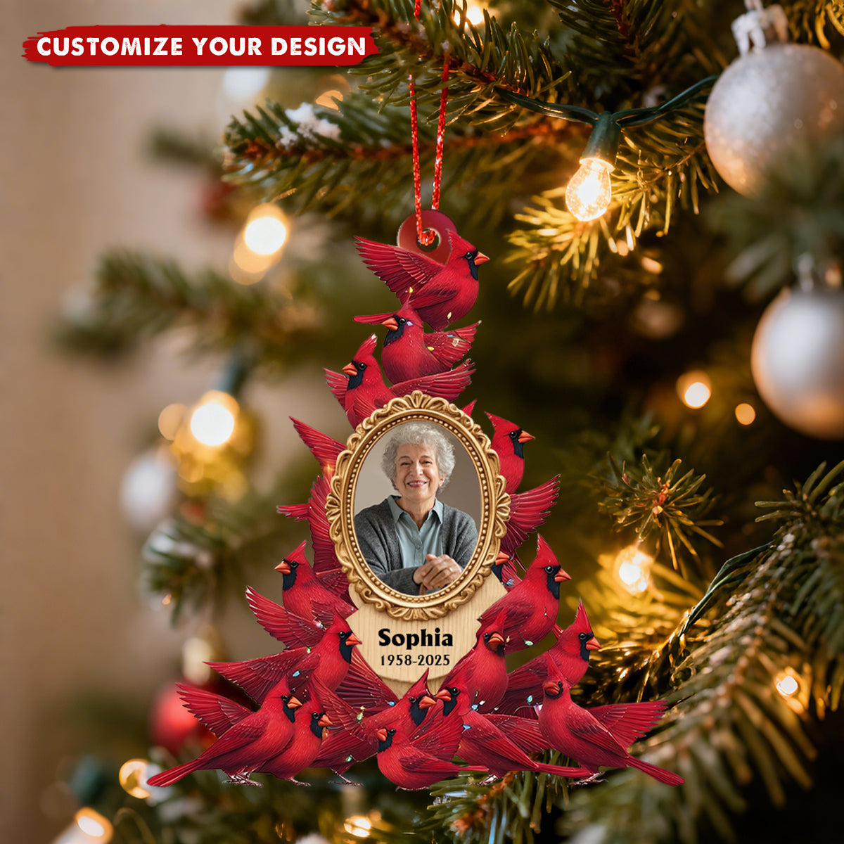 Whispers Of Heaven - Personalized Cardinal Memorial Photo Acrylic Ornament