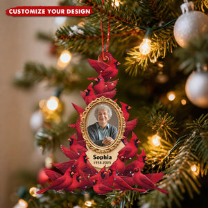 Whispers Of Heaven - Personalized Cardinal Memorial Photo Acrylic Ornament