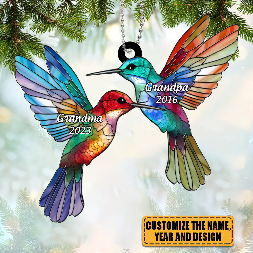 Dad Mom/Grandpa Grandma Stained Glass Hummingbird Memorial Keepsake Pe ...