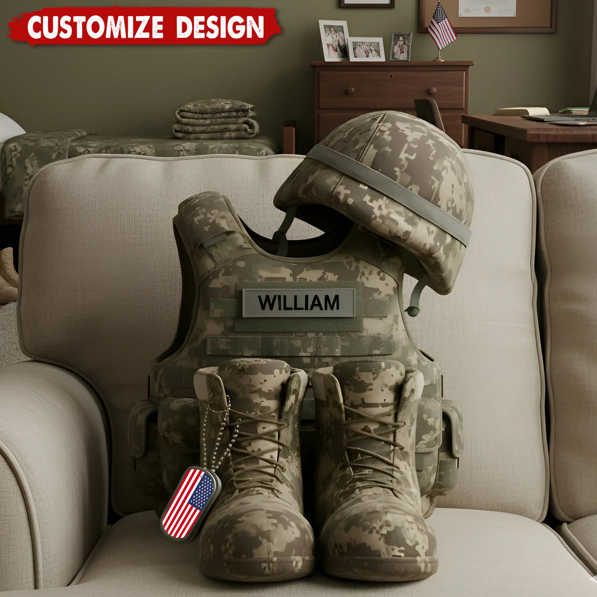 Personalized Military Proud USA Pillow