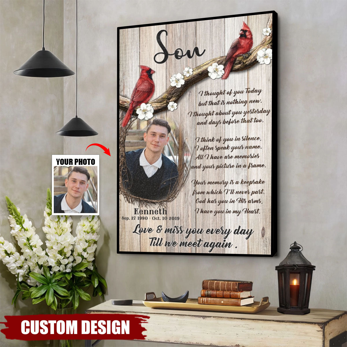 Love And Miss You Every Day - Personalized Memorial Poster, Sympathy Gift