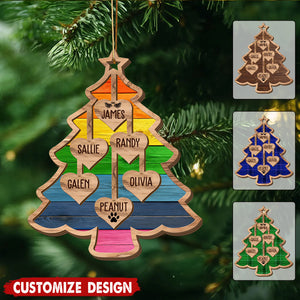 Personalized Wooden Family Tree Christmas Ornament - Gift For Family