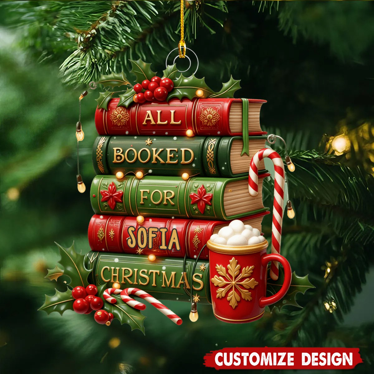 Personalized Hand-drawn Book For Acrylic Ornament - Gift For Reading Lovers