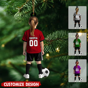 Personalized Kid Soccer Player Ornament - Gift For Soccer Young Lovers