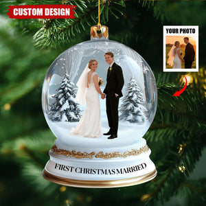 Our First Christmas Married,Engaged - Personalized Photo Ornament - Gifts For Couple