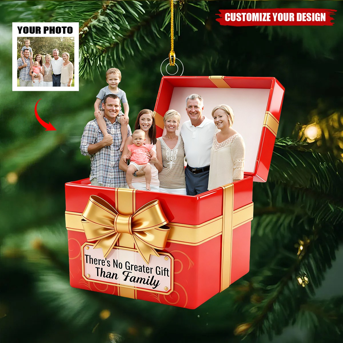 There's No Greater Gift Than Family- Personalized Christmas Photo Ornament