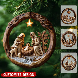 Personalized Nativity Scene Christmas Ornament