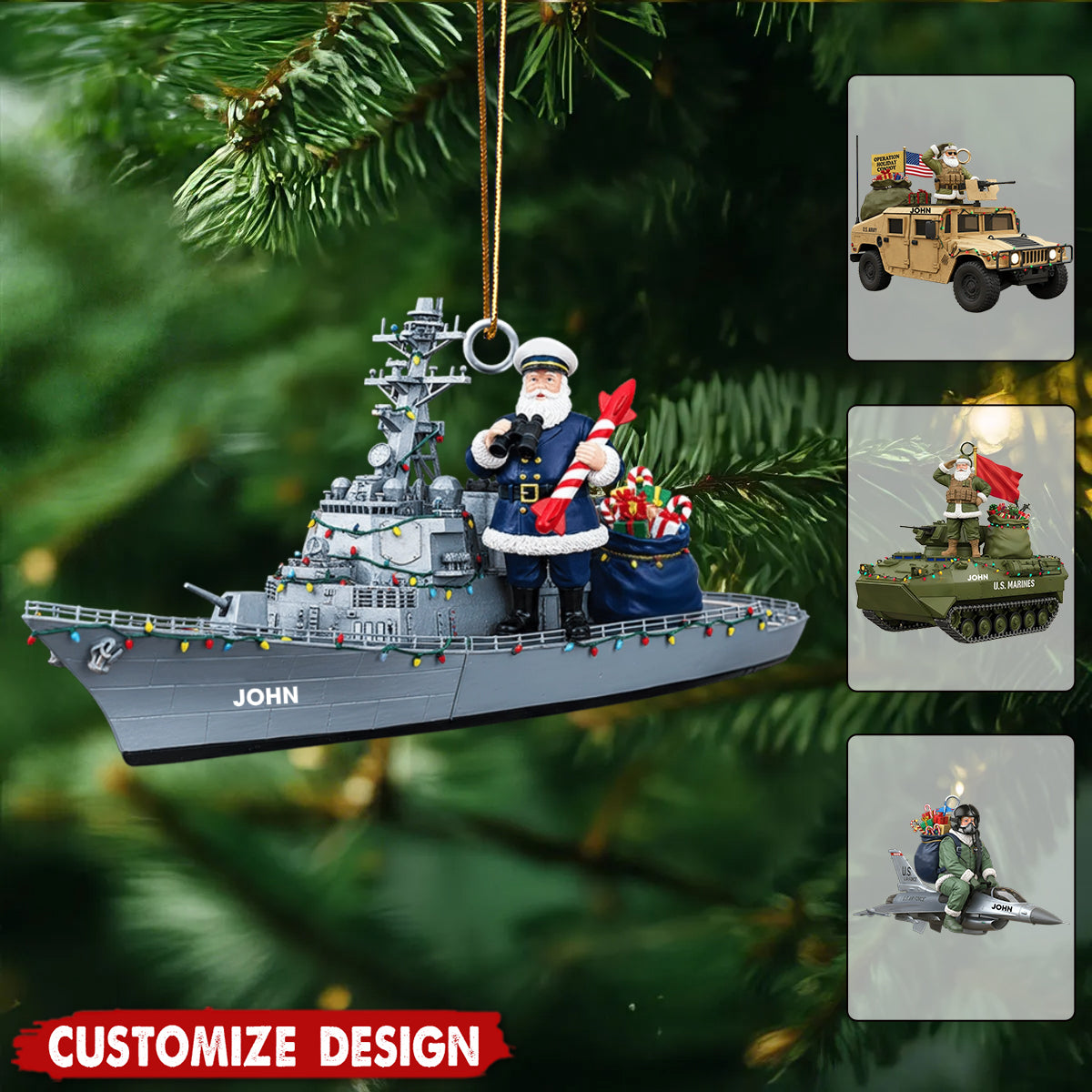 Personalized Military Christmas Ornament - Gift for Military Enthusiast