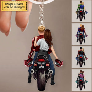 Custom Personalized Couple Biker Acrylic Keychain, Gift For Motorcycle Bikers