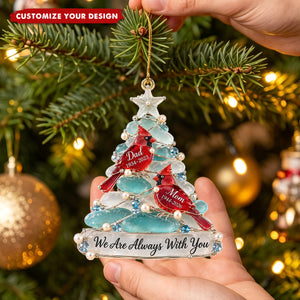 Heaven Cardinal Sea Glass Acrylic Ornament - Personalized Keepsake To Remember Departed Ones