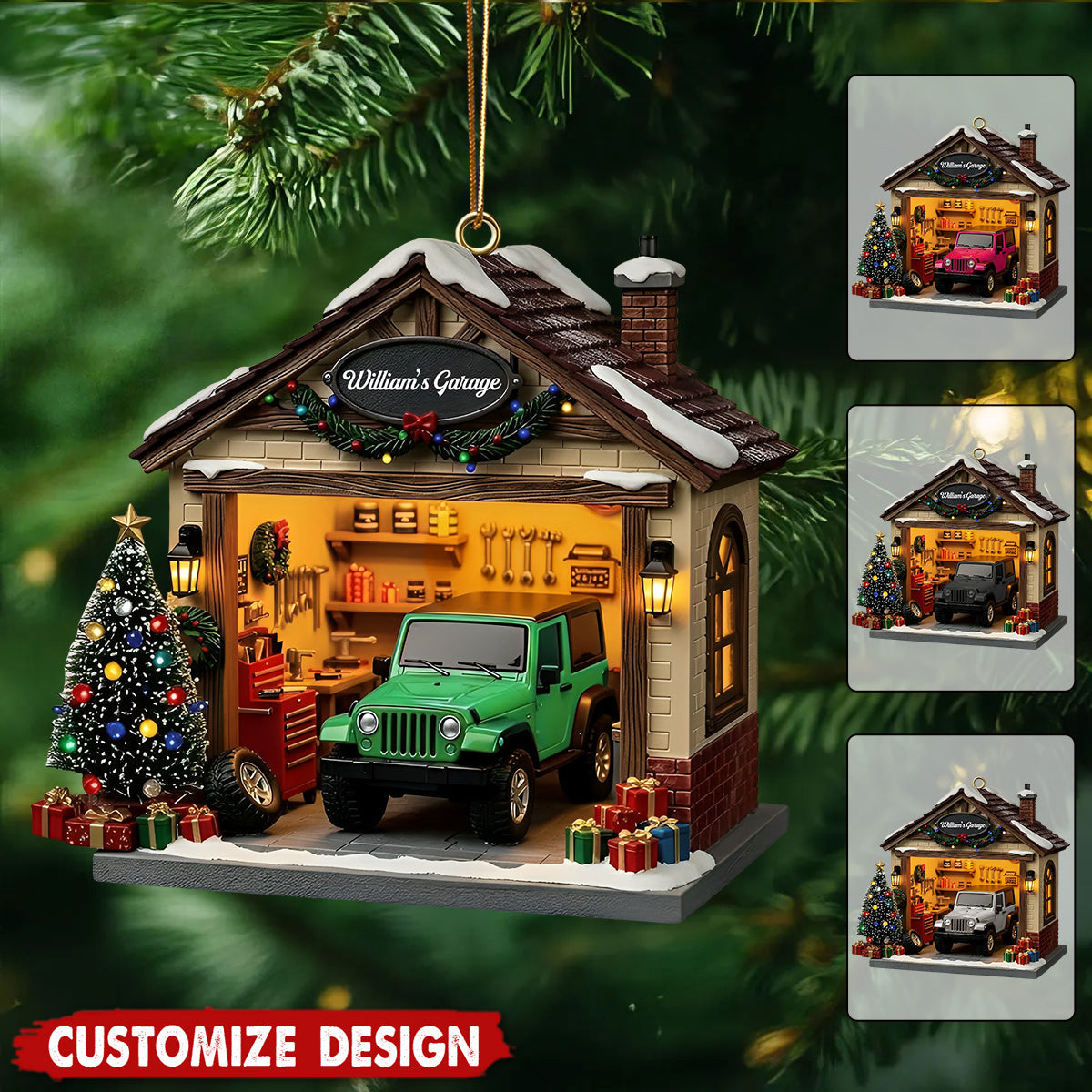 Personalized Garage Christmas Ornament - Gift For Car Enthusiasts