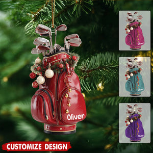 Personalized Golf Bag Christmas Ornament: Custom Name
