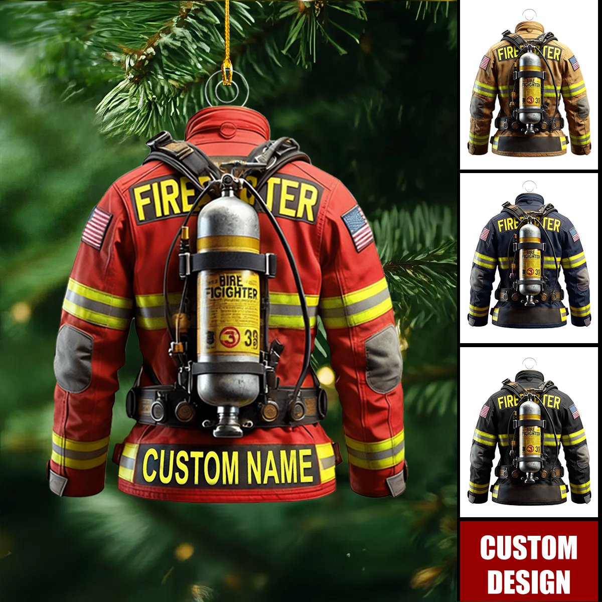 Christmas Personalized Firefighter Uniform Ornament - Gift For Firefighter