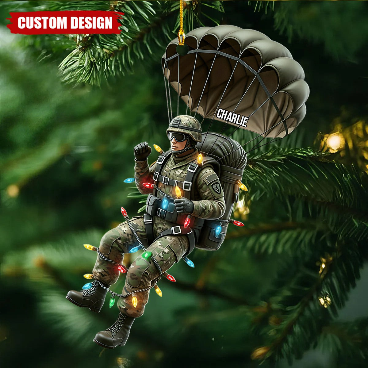 Military Parachutist - Personalized Veteran Ornament