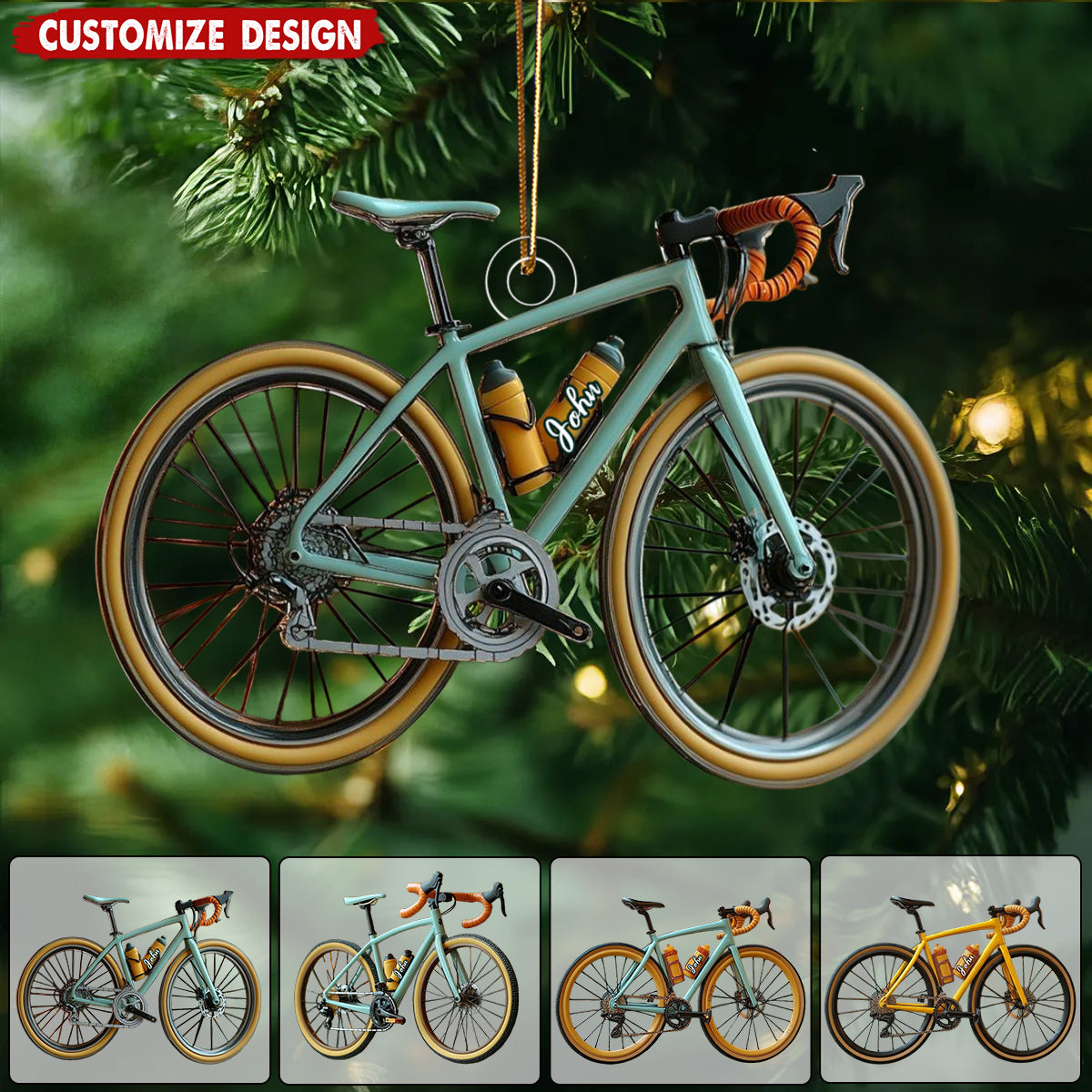 Personalized Road Bike Christmas Ornament