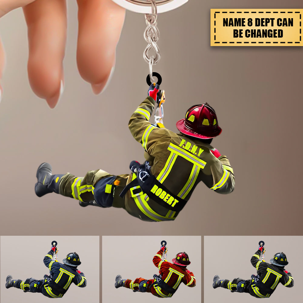 New Release Personalized Firefighter Two Sided Keychain