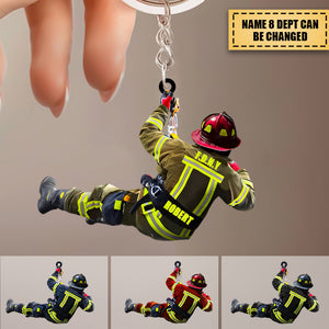 New Release Personalized Firefighter Two Sided Keychain
