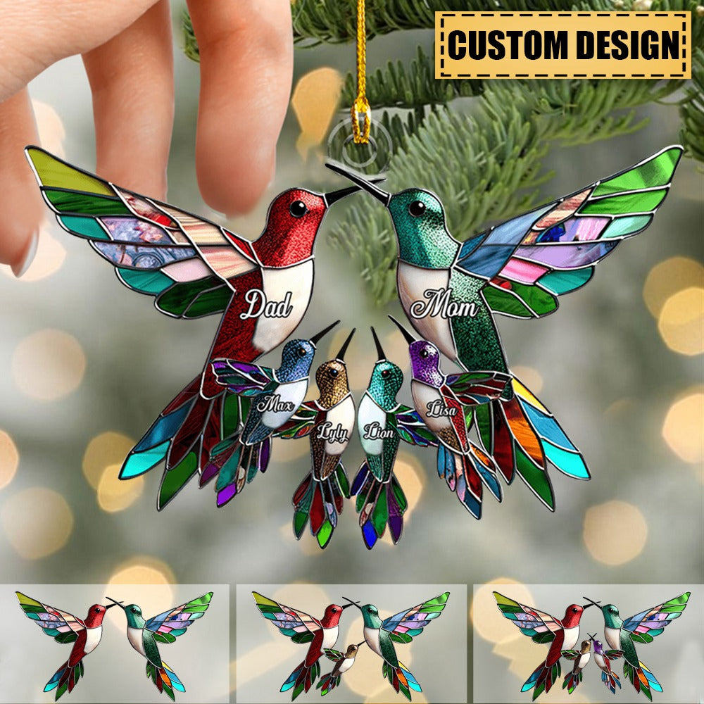 Hummingbird Family Members Together Christmas Personalized Ornament