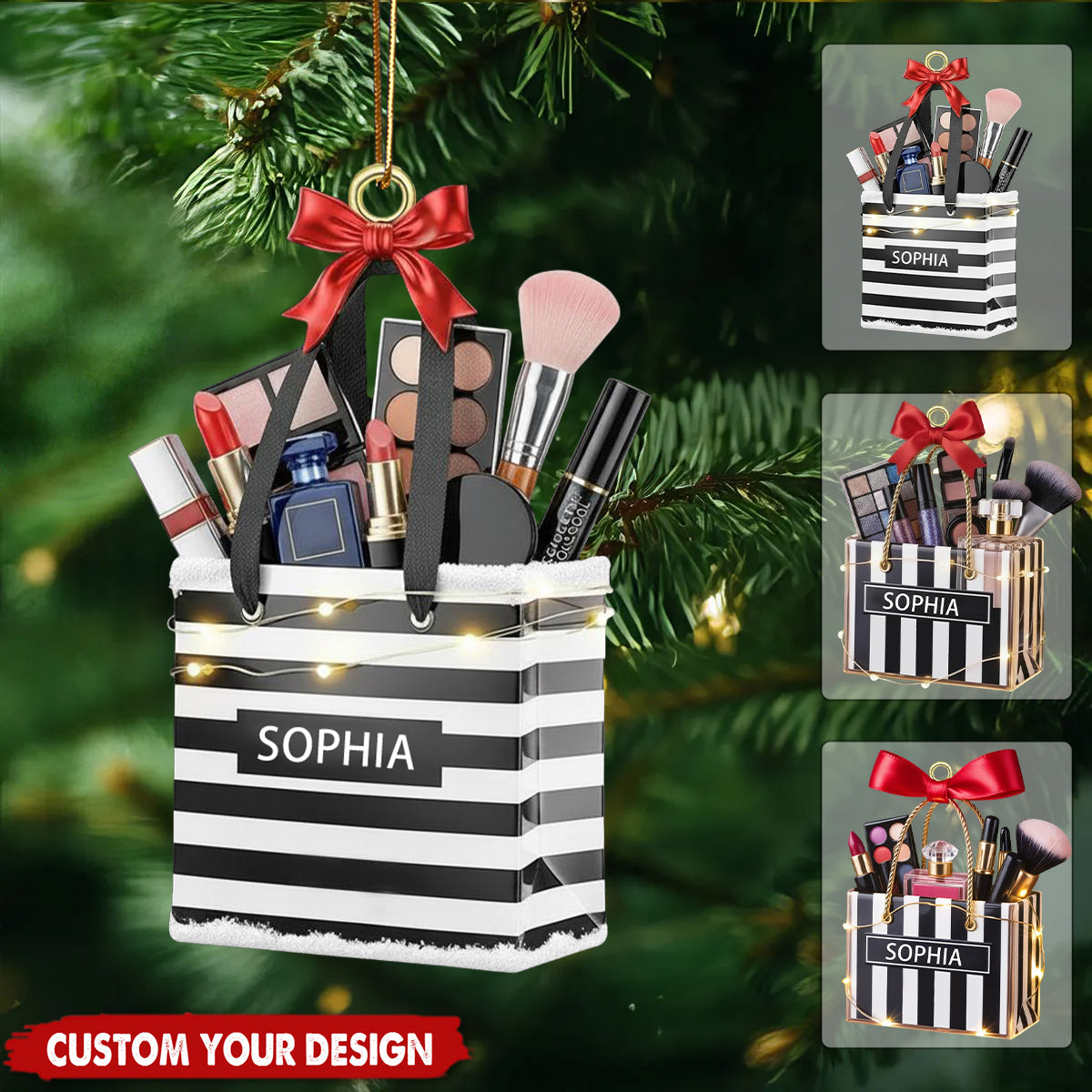 Personalized Gifts For Makeup Lovers Christmas Ornament, Custom Beauty Brush Tree Decor With Name - Gift For Makeup Lovers