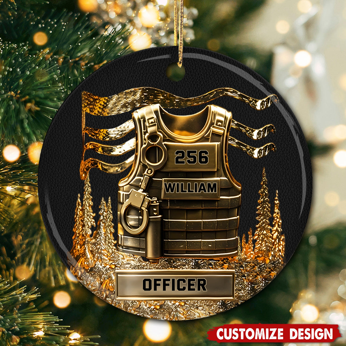 Personalized Police Officer Ceramic Ornament - Serve And Protect