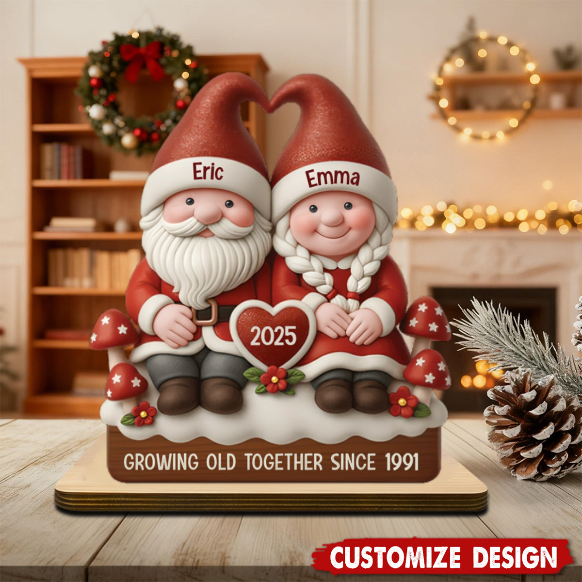 Personalised Wooden Couple Xmas Plaque - Gift For Couple
