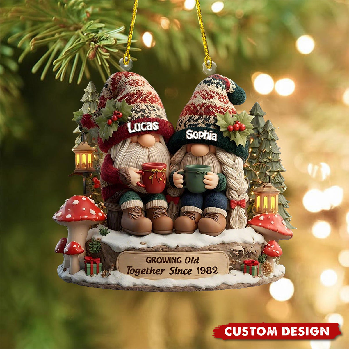 Personalized Growing Old Together Couple Christmas Ornament, Custom Couple Decor, Anniversary for Husband Wife
