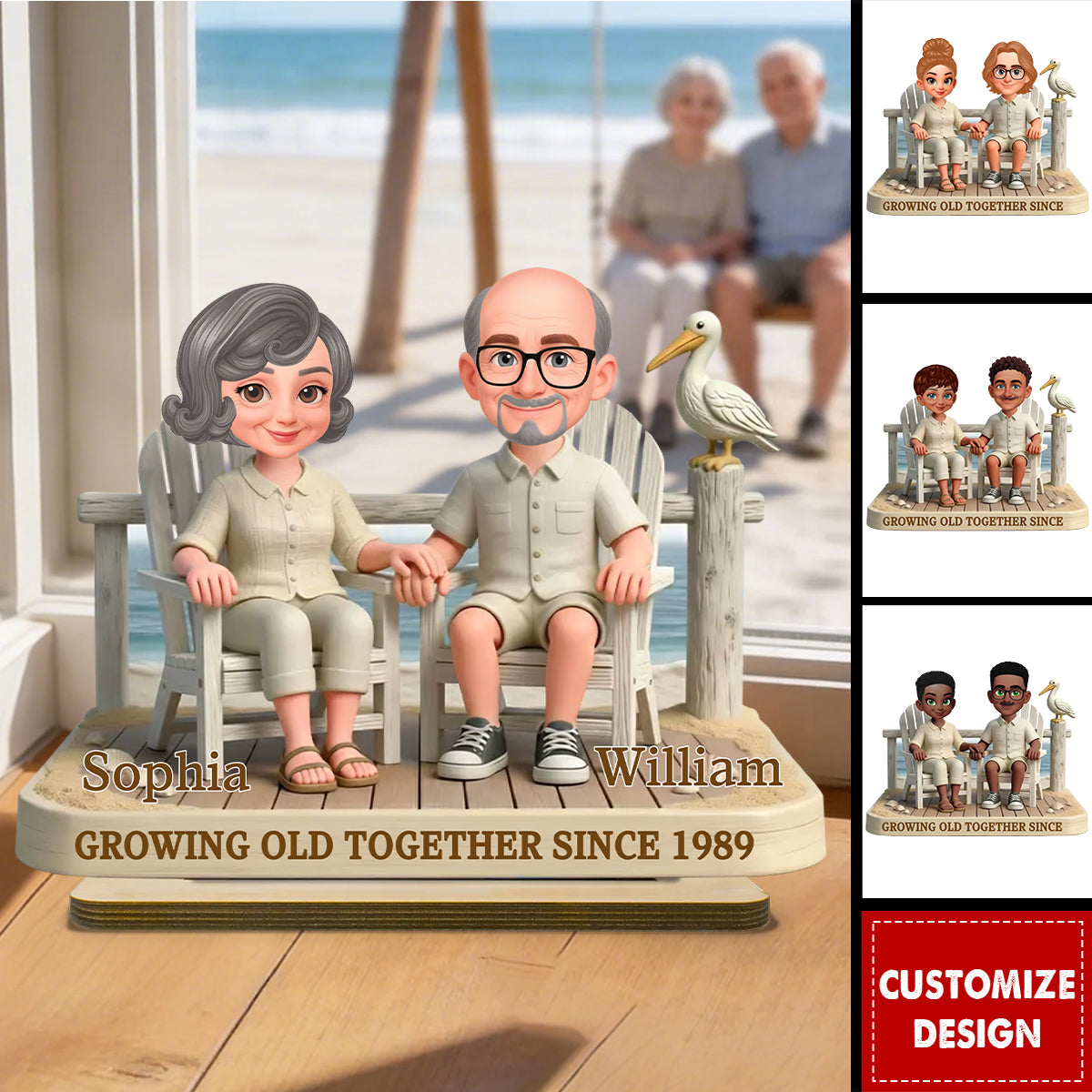Growing Old Together-Personalized Couple Wooden Plaque
