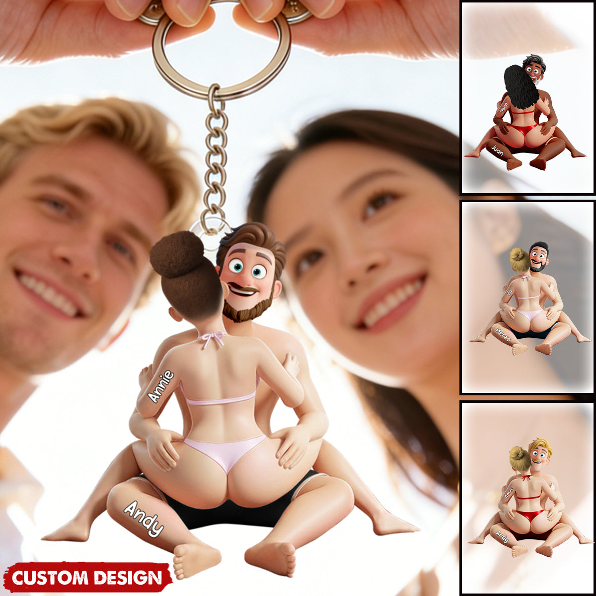 Personalized Playful Hugging Couple Acrylic Keychain