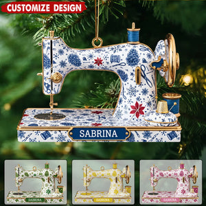 Personalized Sewing Machine Christmas Ornament – Gift for Seamstress, Quilter, Crafter
