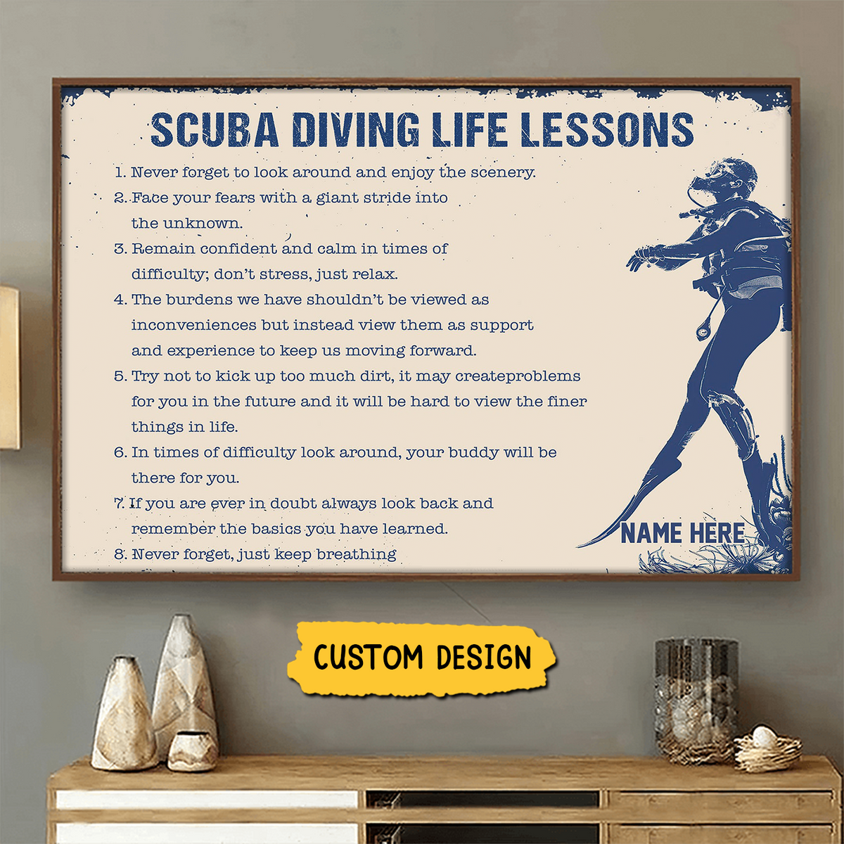 Personalized Scuba Diving Life Lessons Poster-Gift For Diving Lovers