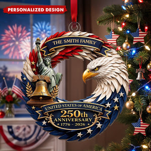Personalized America 250th Anniversary Wood Ornament - Gifts For Your Family