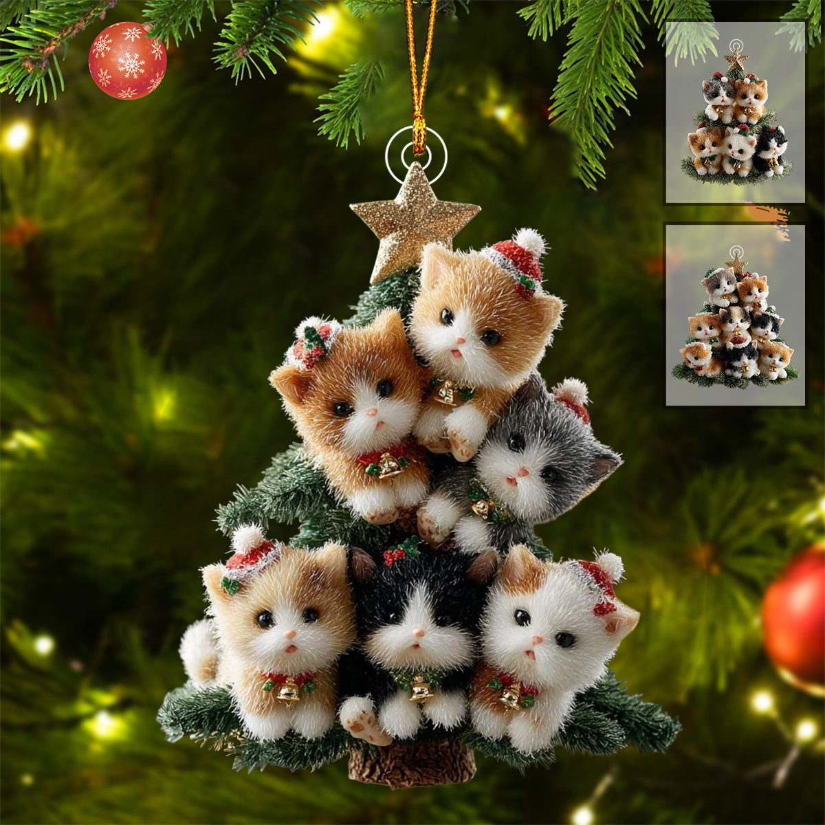 Christmas Kitten Tree Christmas Ornament Gift For Cat Lovers