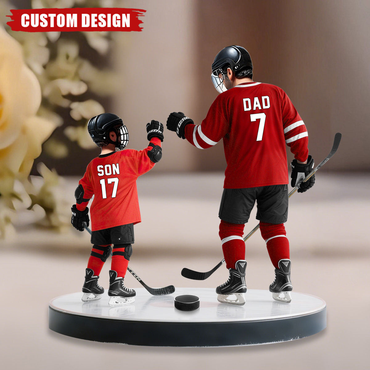 Ice Hockey Dad And Kid - Personalized Acrylic Plaque, Father's Day Gift for Dad, Gift for Husband