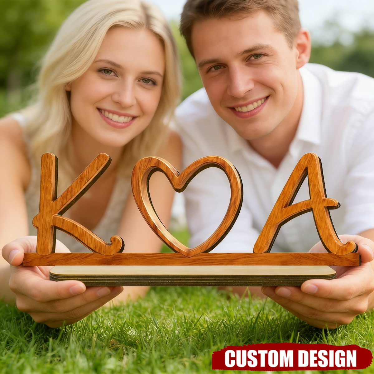 Couple Initials Heart-Personalized Wooden Plaque-Valentine's Day Gift