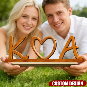 Couple Initials Heart-Personalized Wooden Plaque-Valentine's Day Gift