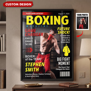 Personalized Boxing Magazine Cover Poster - Gift for Boxer, Coach & Fans