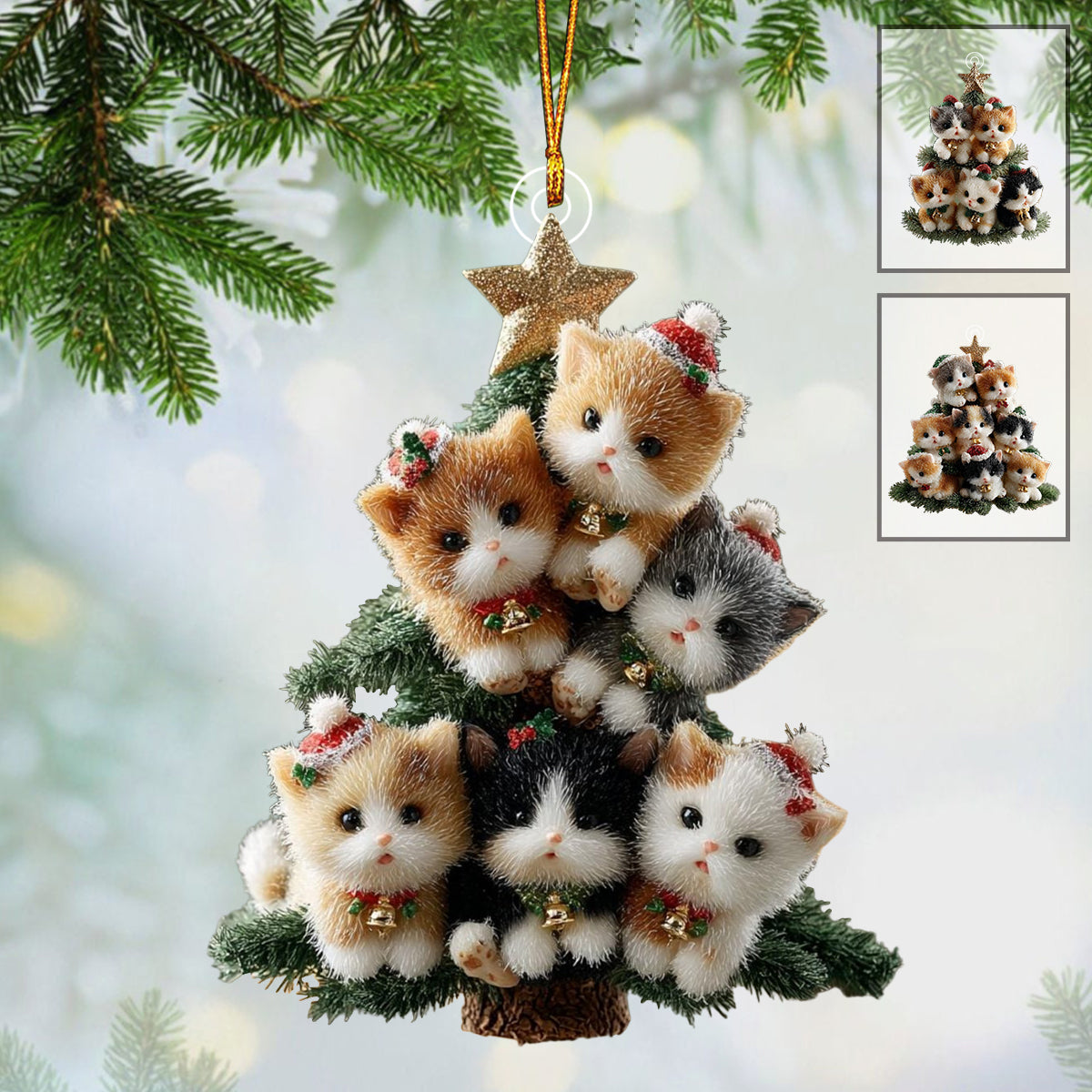 Christmas Kitten Tree Christmas Ornament Gift For Cat Lovers