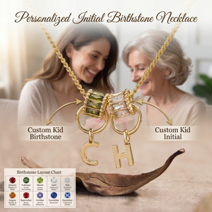 Personalized  Initial Birthstone Necklace-Mothers Day Gift