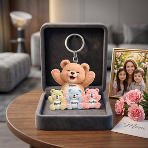 Personalized Mama/Nana Love Kids Bear Keychain