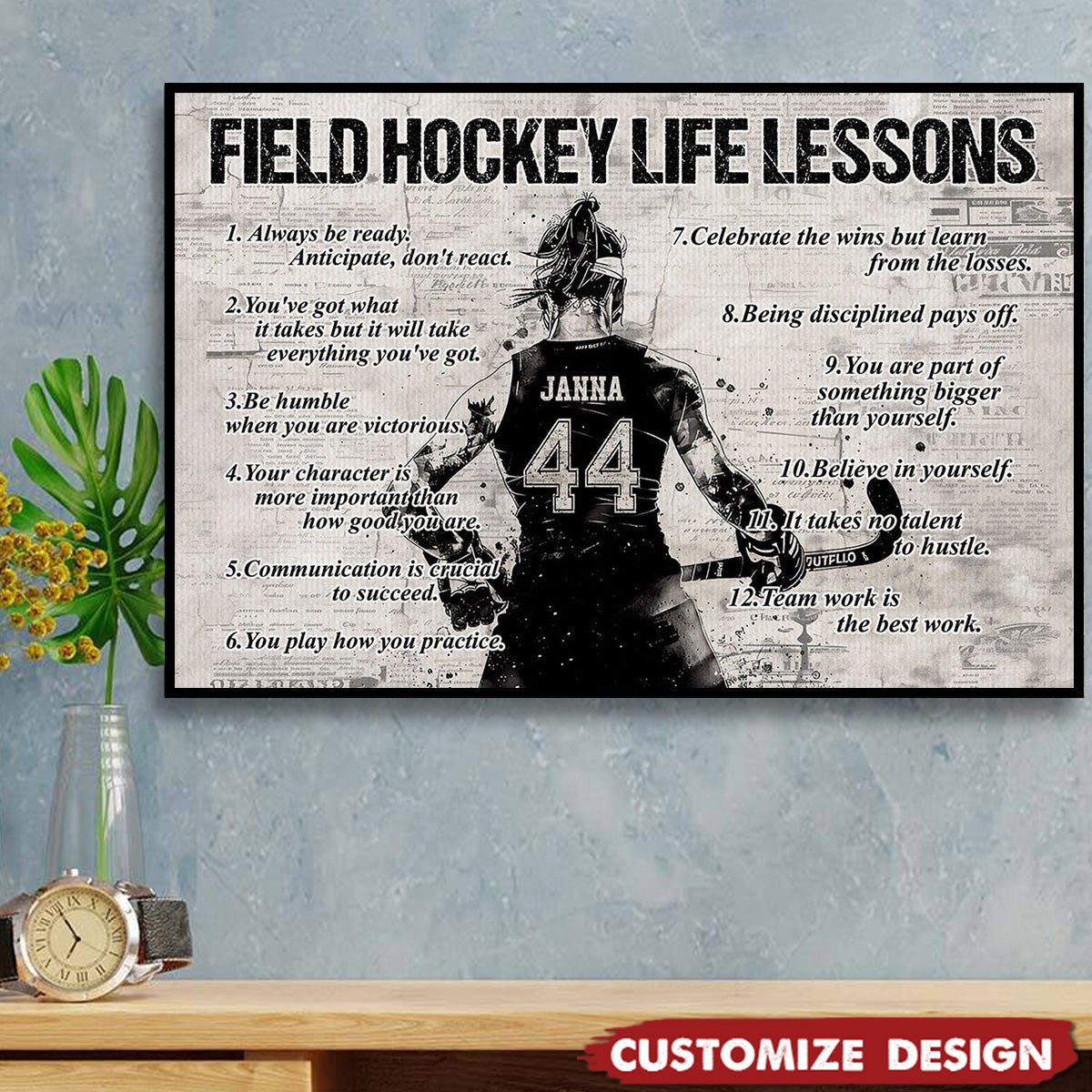 Personalized Field Hockey Life Lessons Poster-Gift For Field Hockey Lovers