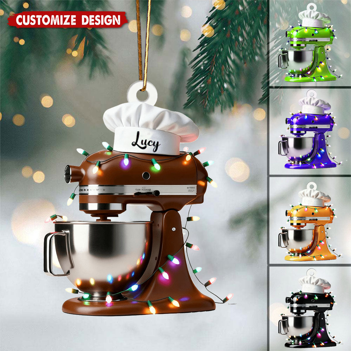 Personalized Baking Mixer Lights Christmas Ornament, Gift For Baking Lover