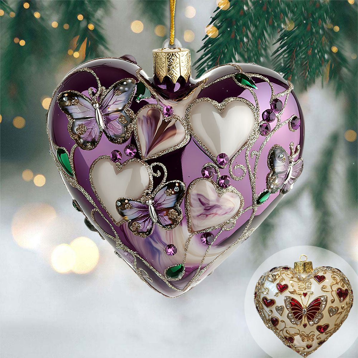 Butterfly Heart Acrylic Christmas Ornament-Gifts For Friends,  Xmas Gift For Her