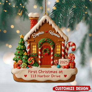 Personalized New Home Gingerbread Christmas Acrylic Ornament